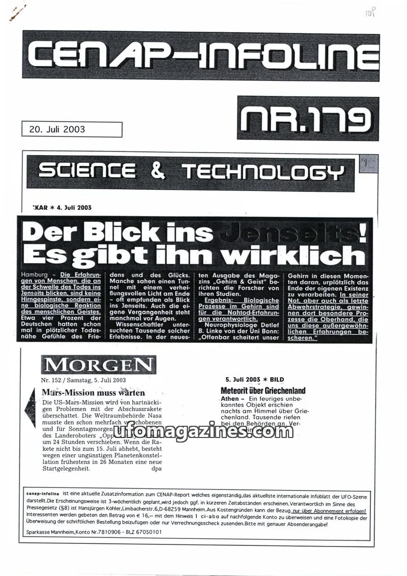Cover of CENAP issue 179: CENAP-INFOLINE
