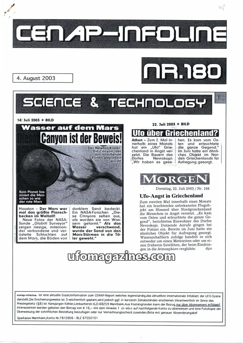 Cover of CENAP Infoline (CENAP) issue 180: MORGEN