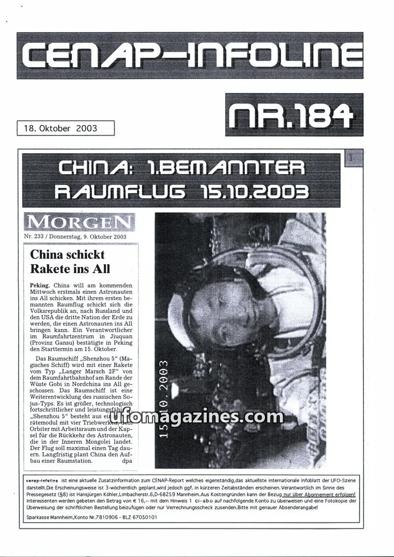 Cover of CENAP Infoline (CENAP) issue NR.184: CENAP-INFOLINE