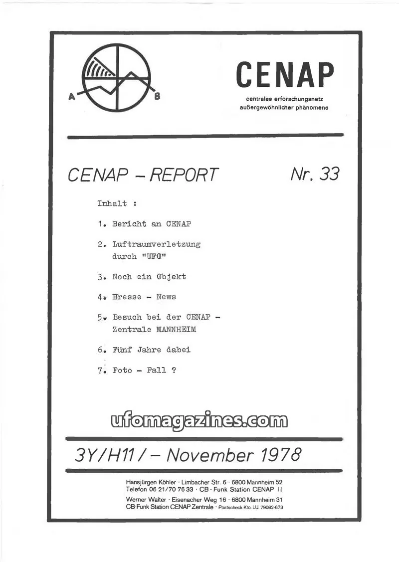 Cover of CENAP issue 33: CENAP – REPORT