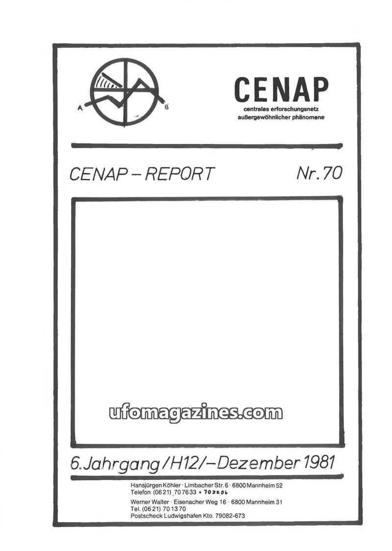 Cover of CENAP issue Nr. 70: CENAP – REPORT