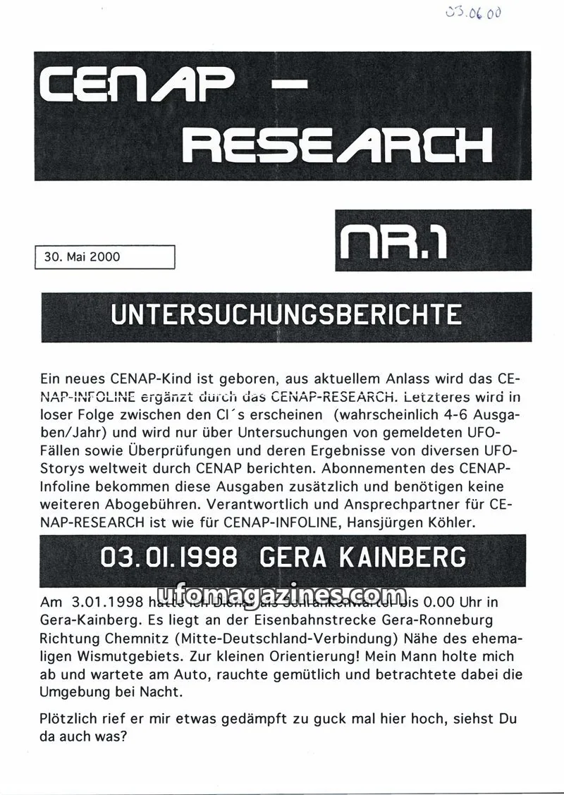 Cover of CENAP issue NR.1: CENAP - RESEARCH