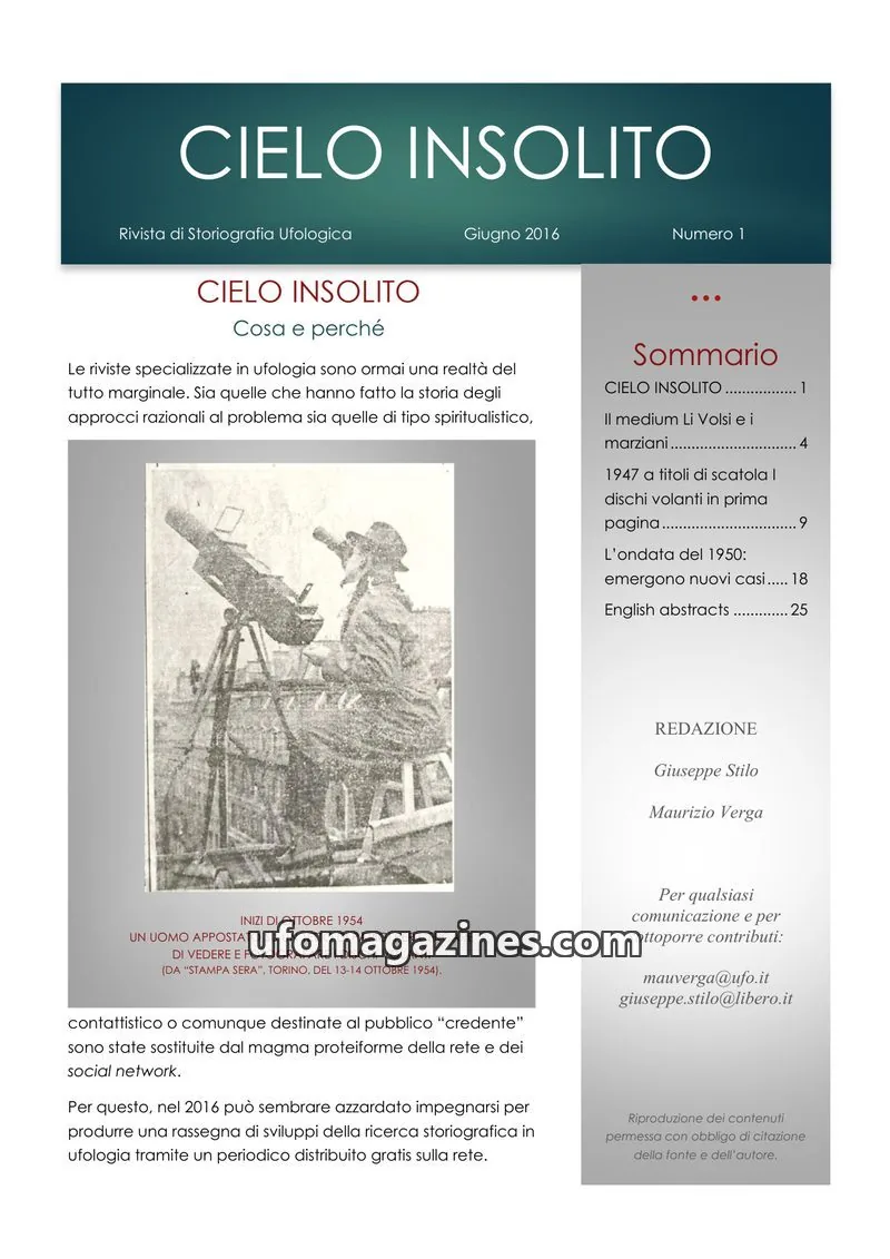 Cover of Cielo Insolito issue 1: CIELO INSOLITO