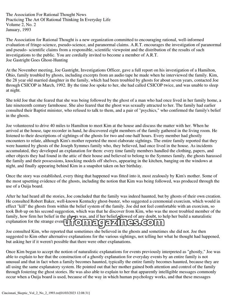 Cover of The Association For Rational Thought issue Volume 2, No. 2: The Association For Rational Thought News