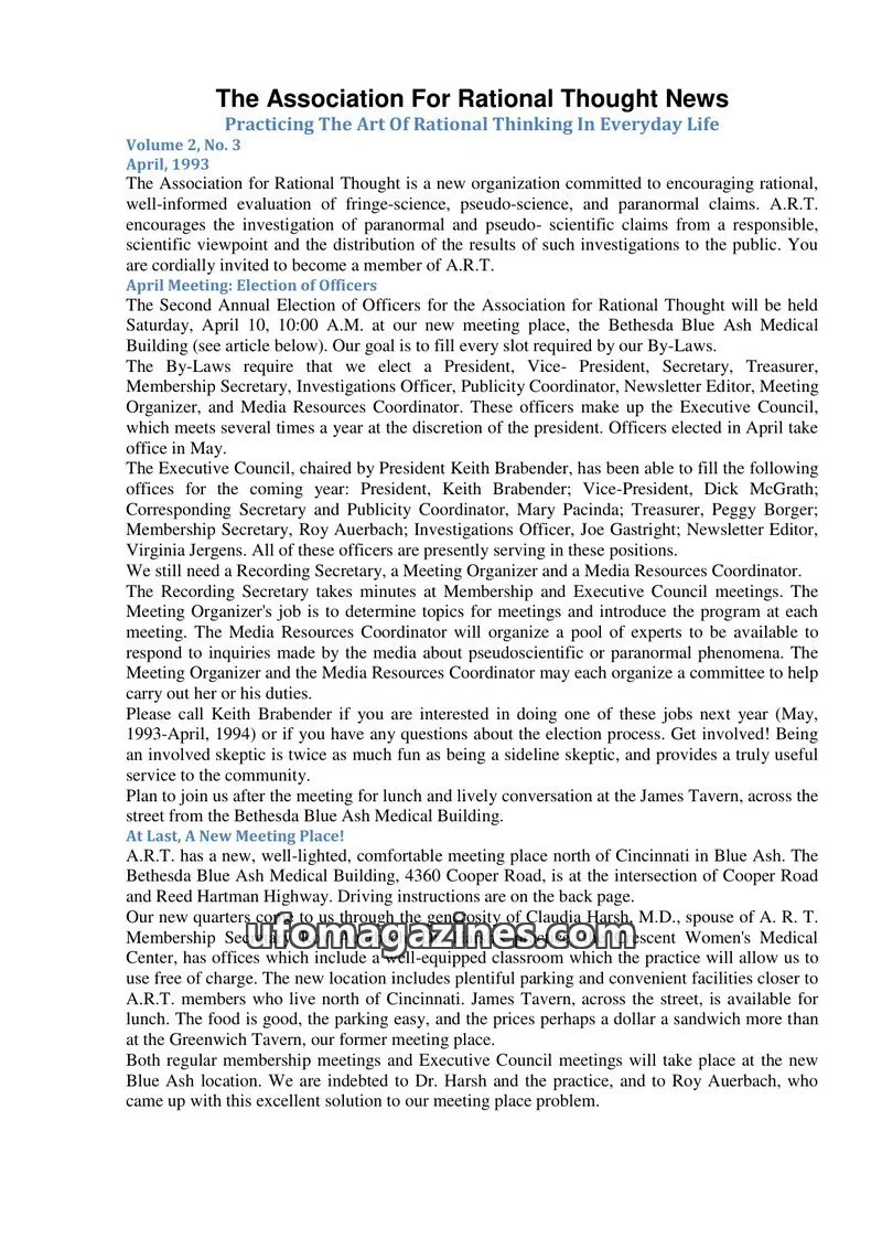 Cover of The Association For Rational Thought issue Volume 2, No. 3: The Association For Rational Thought News