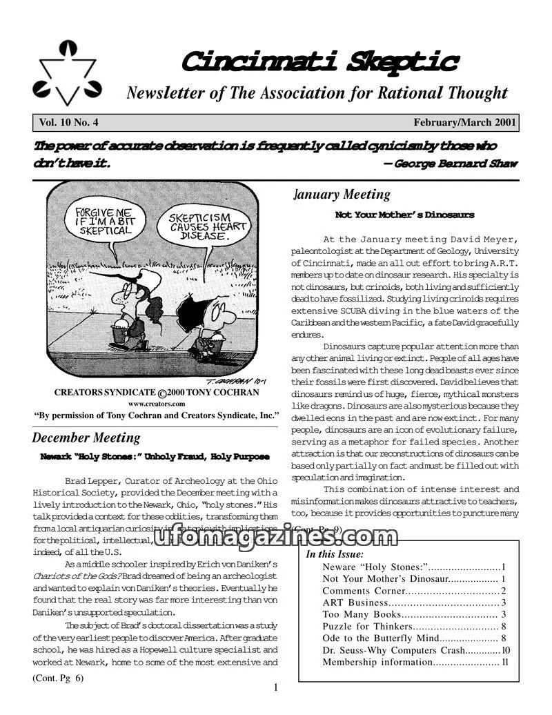 Cover of The Association for Rational Thought issue Vol. 10 No. 4: Cincinnati Skeptic