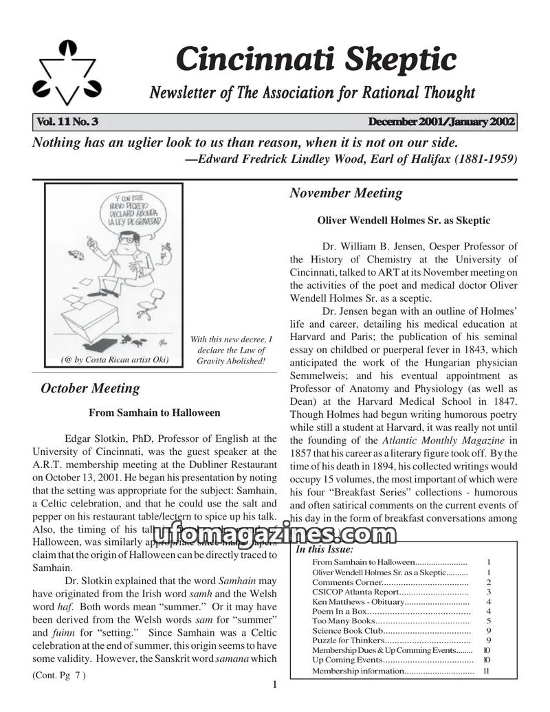 Cover of The Association for Rational Thought issue Vol. 11 No. 3: Cincinnati Skeptic