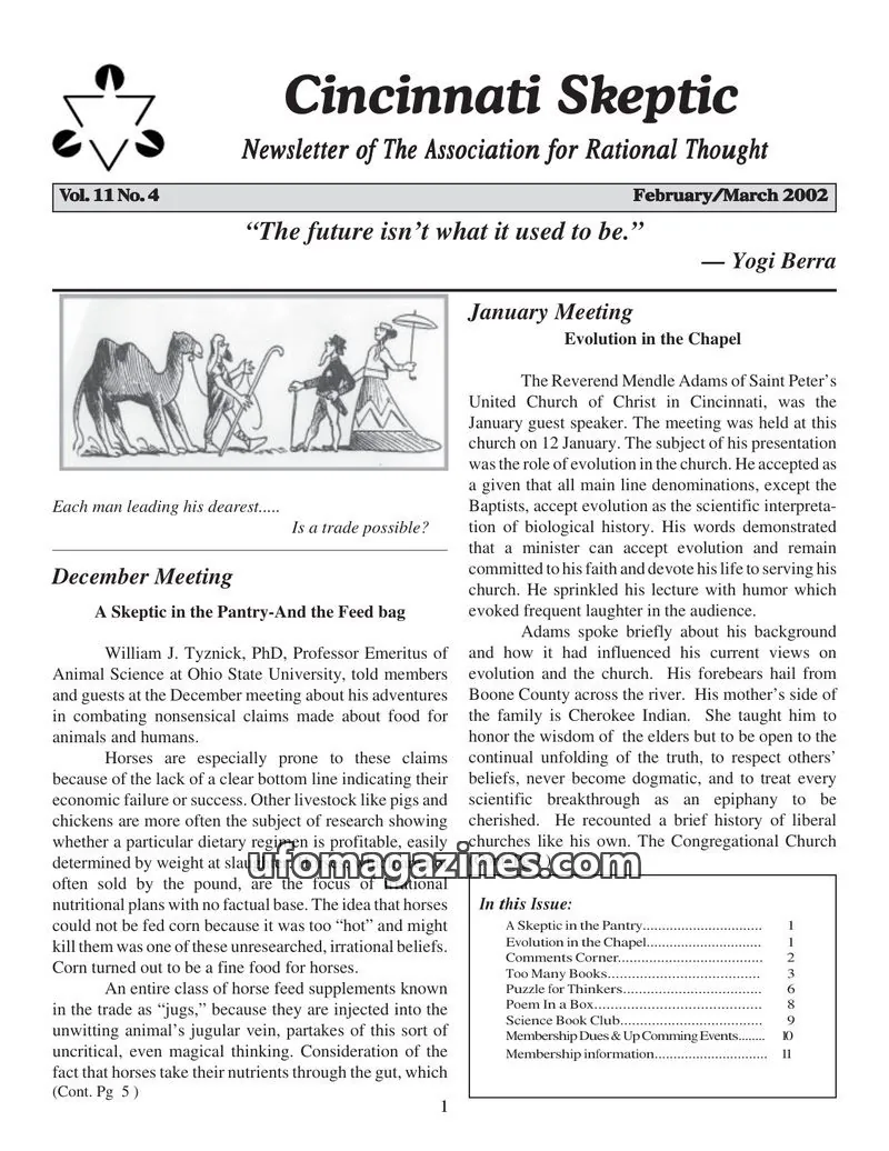Cover of The Association for Rational Thought issue Vol. 11 No. 4: Cincinnati Skeptic