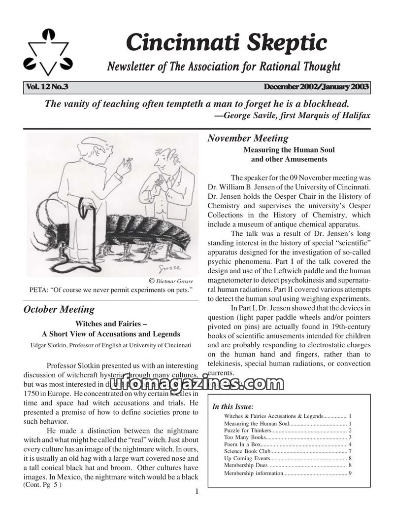 Cover of The Association for Rational Thought issue Vol. 12 No. 3: Cincinnati Skeptic