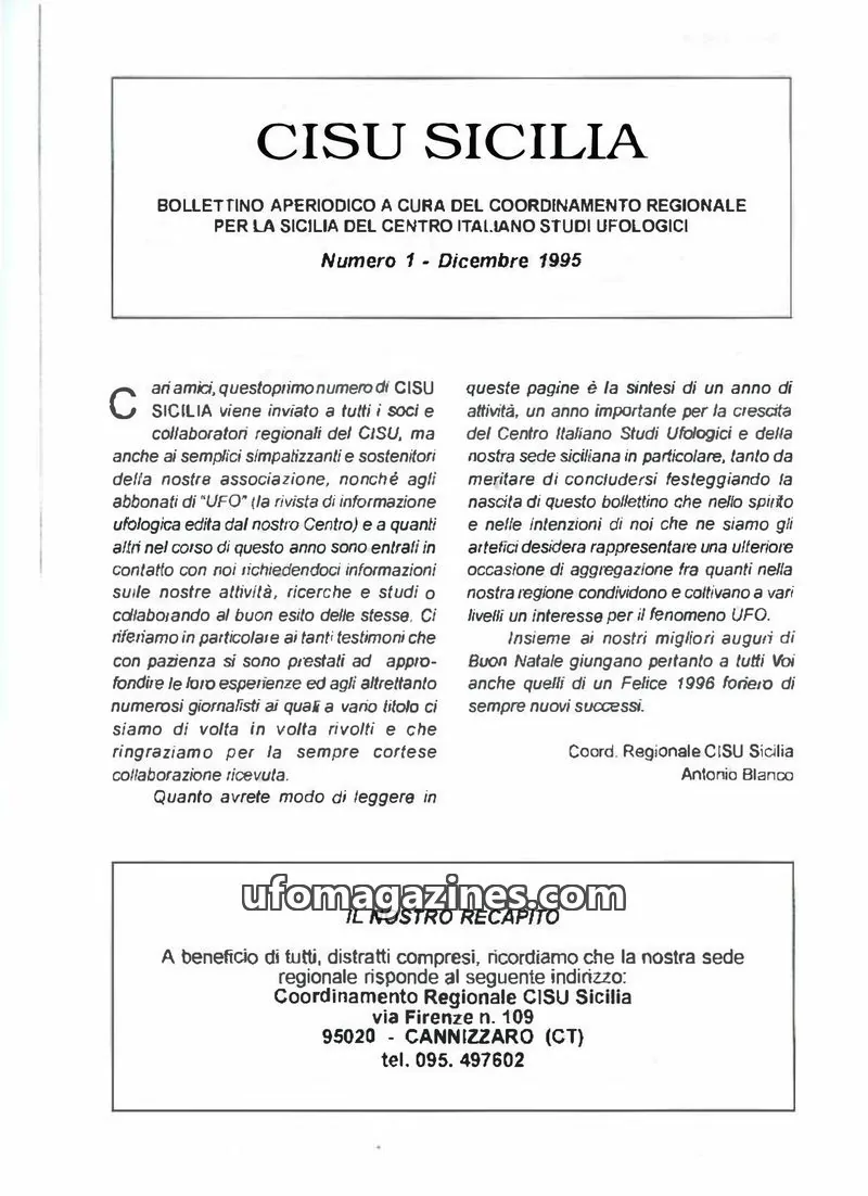 Cover of CISU Sicilia issue 1: CISU SICILIA