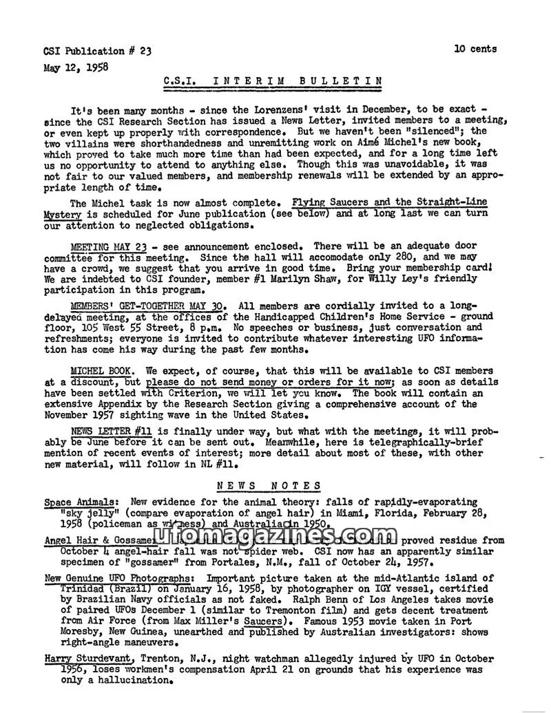 Cover of CSI issue 23: C.S.I. INTERIM BULLETIN