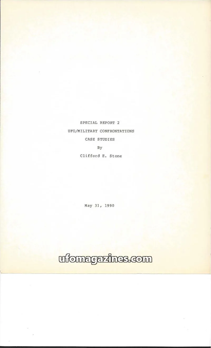 Cover of Clifford Stone Special Reports issue 2: SPECIAL REPORT 2 UFO/MILITARY CONFRONTATIONS CASE STUDIES