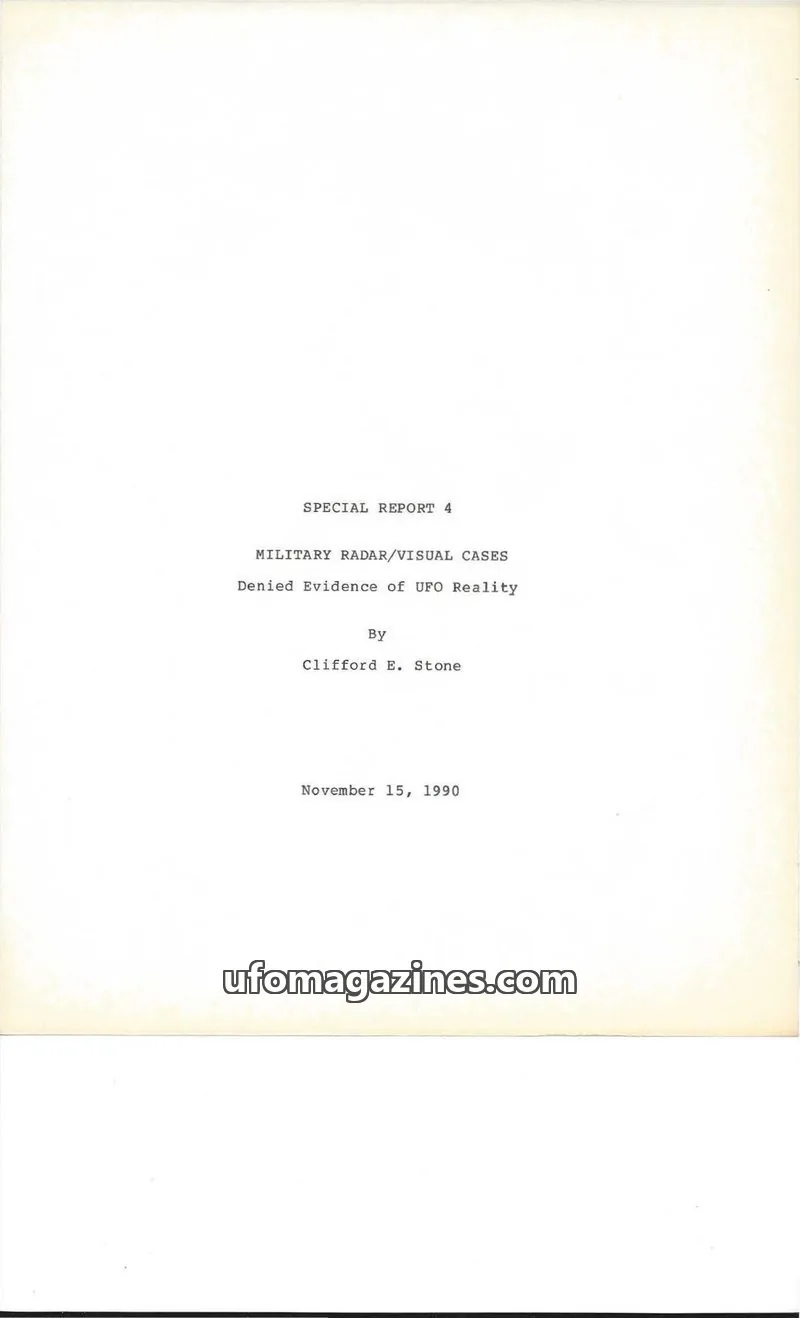 Cover of Clifford Stone Special Reports issue 4: SPECIAL REPORT 4
