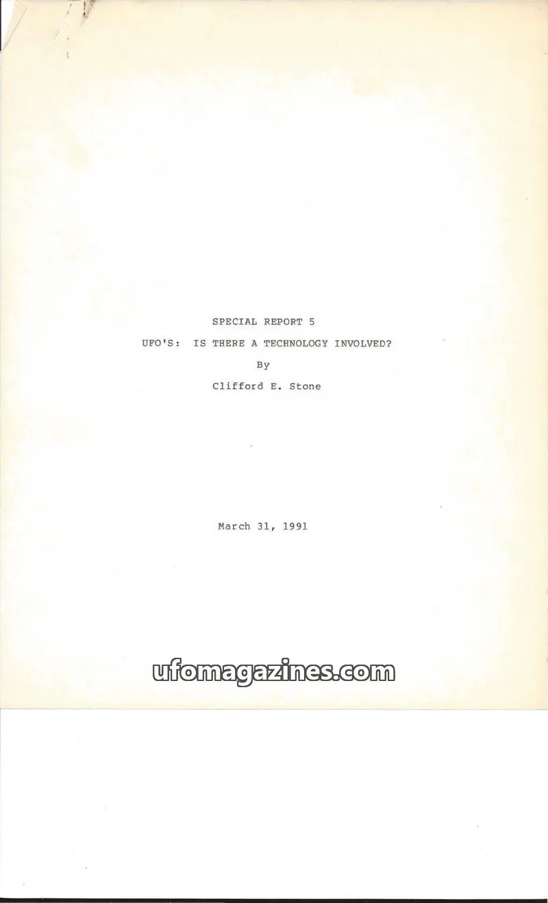 Cover of Clifford Stone Special Reports issue 5: SPECIAL REPORT 5