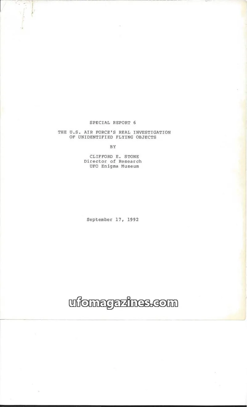 Cover of Clifford Stone Special Reports issue 6: SPECIAL REPORT 6