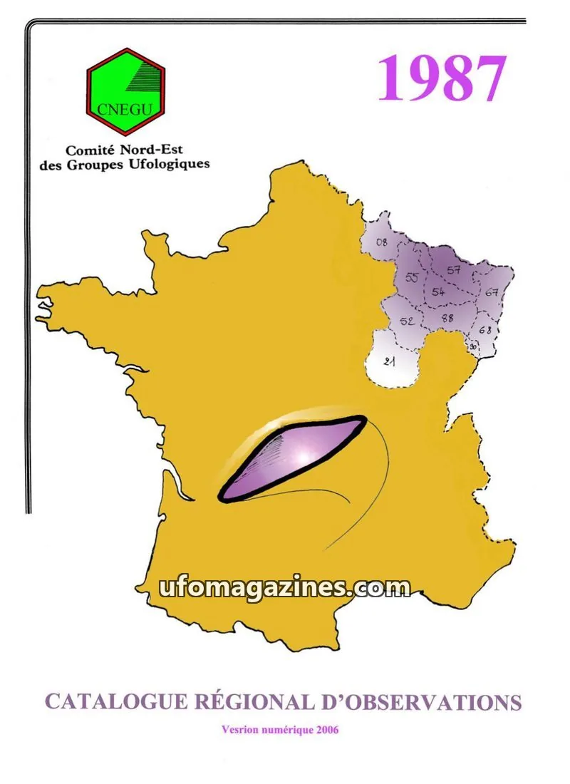 Cover of CNEGU (Comité Nord-Est des Groupes Ufologiques) issue 1987: CATALOGUE RÉGIONAL D'OBSERVATIONS