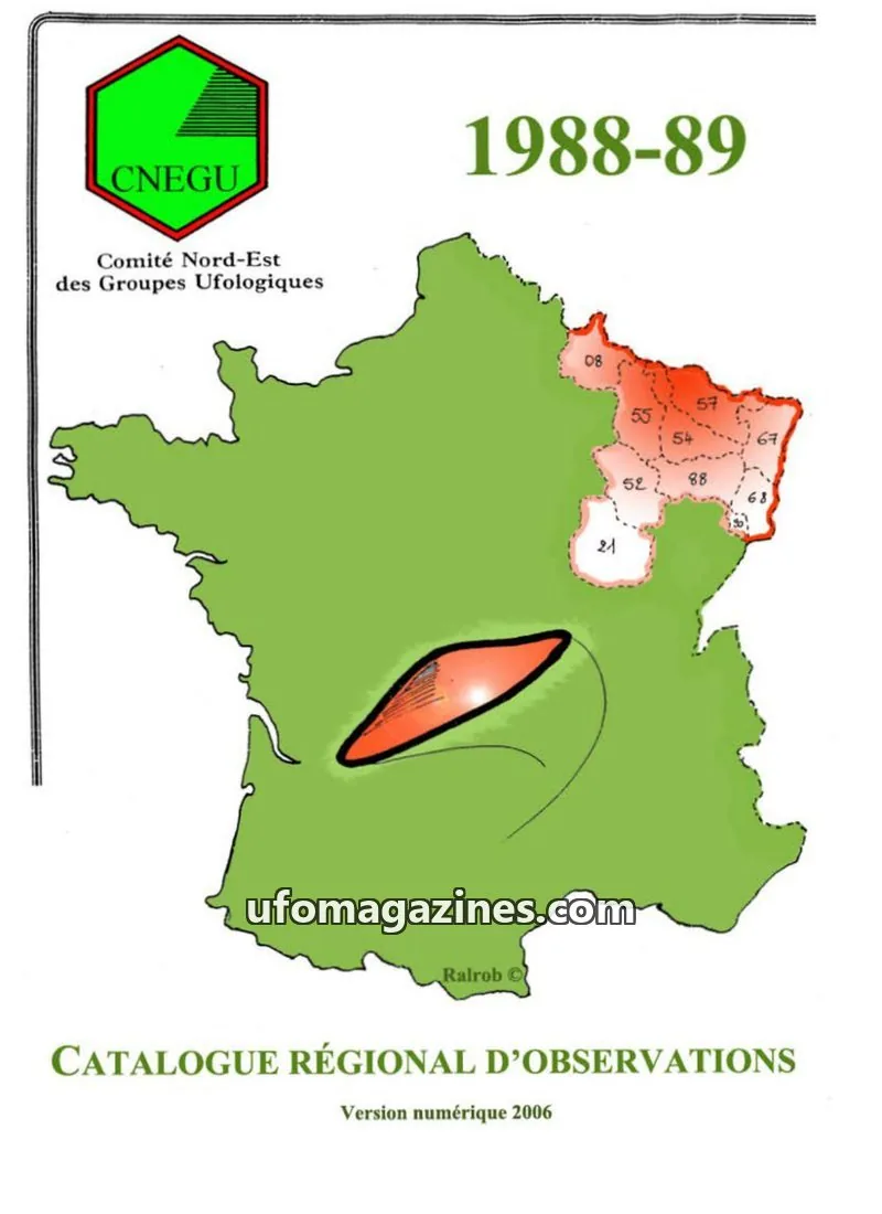 Cover of CNEGU (Comité Nord-Est des Groupes Ufologiques) issue 1988-89: CATALOGUE RÉGIONAL D'OBSERVATIONS