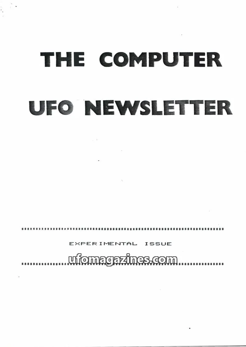 Cover of Computer UFO Newsletter (CISU) issue Experimental Issue: THE COMPUTER UFO NEWSLETTER