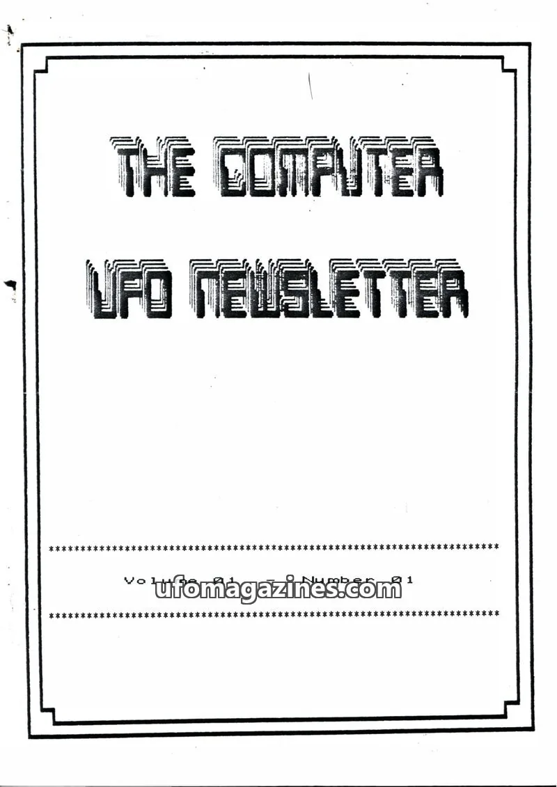 Cover of Computer UFO Newsletter (CISU) issue 01: THE COMPUTER UFO NEWSLETTER