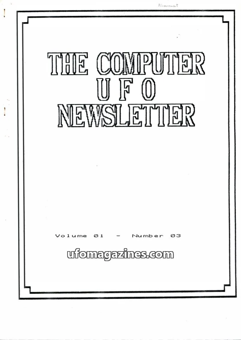 Cover of Computer UFO Newsletter (CISU) issue 03: THE COMPUTER UFO NEWSLETTER