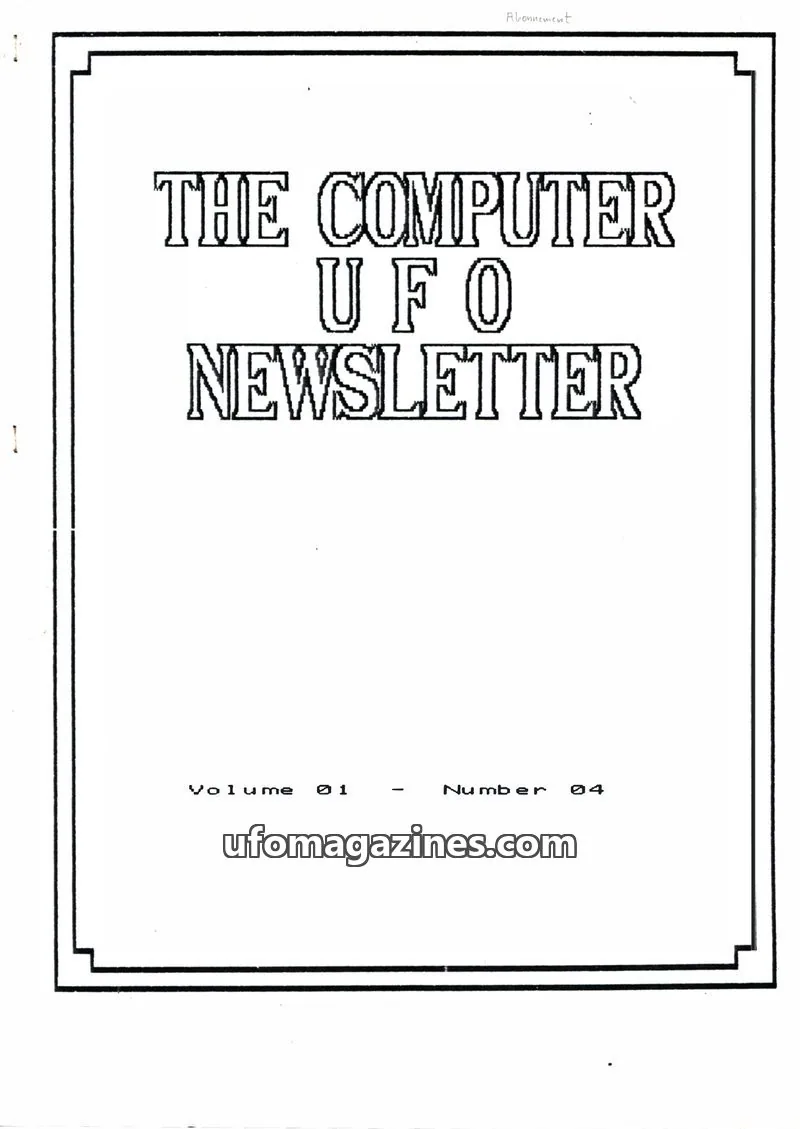 Cover of Computer UFO Newsletter (CISU) issue 04: THE COMPUTER UFO NEWSLETTER