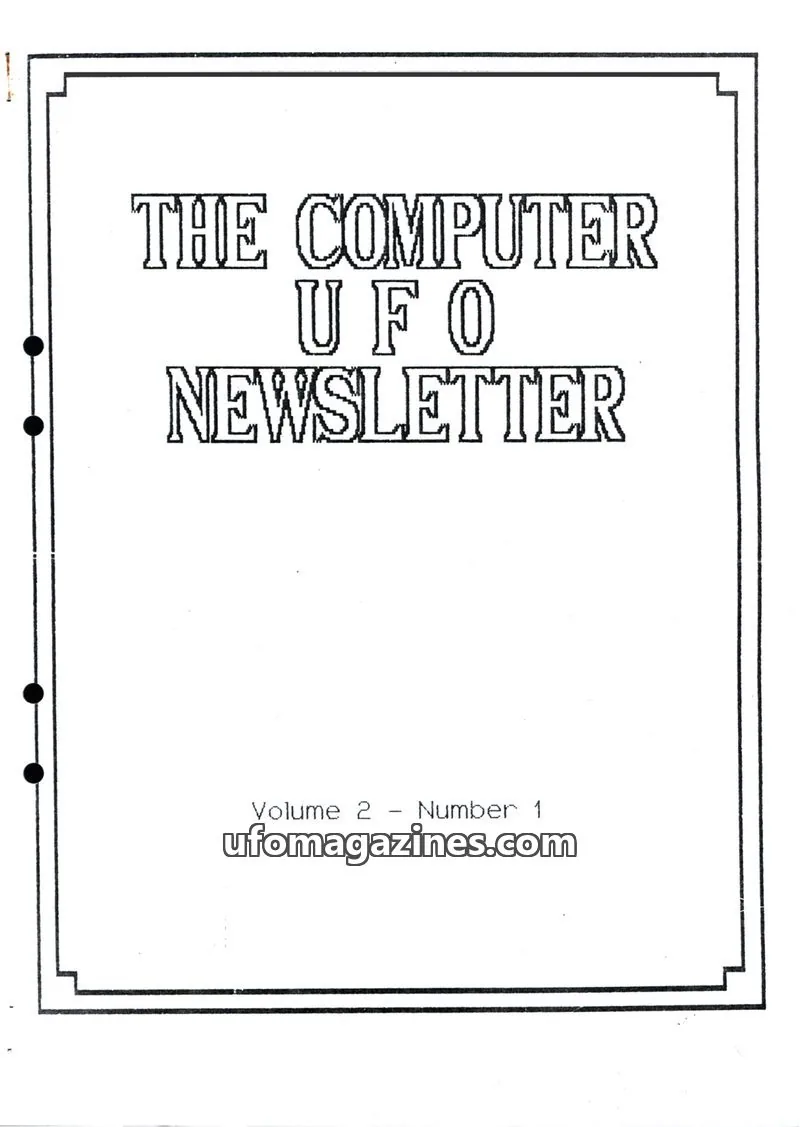 Cover of Computer UFO Newsletter (CISU) issue Number 1: THE COMPUTER UFO NEWSLETTER