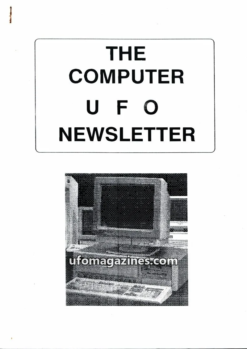 Cover of Computer UFO Newsletter (CISU) issue 2: THE COMPUTER UFO NEWSLETTER