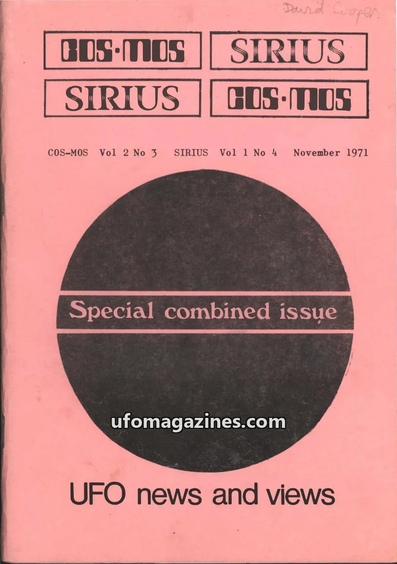 Cover of Cos-Mos (Norman Oliver) issue Vol 2 No 3 / Vol 1 No 4: COS-MOS SIRIUS