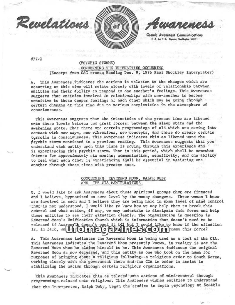Cover of Cosmic Awareness issue #77-2: Revelations of Awareness