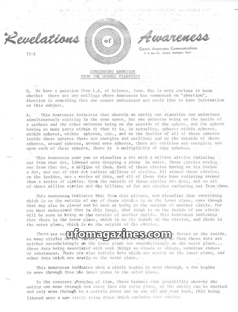 Cover of Cosmic Awareness issue 77-5: Revelations of Awareness