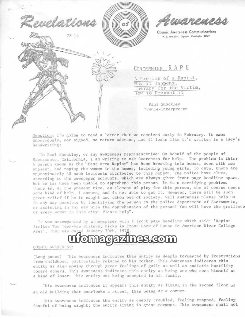 Cover of Cosmic Awareness issue 78-18: Revelations of Awareness