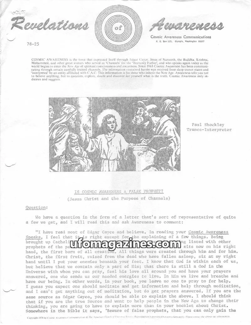 Cover of Cosmic Awareness issue 78-25: Revelations of Awareness