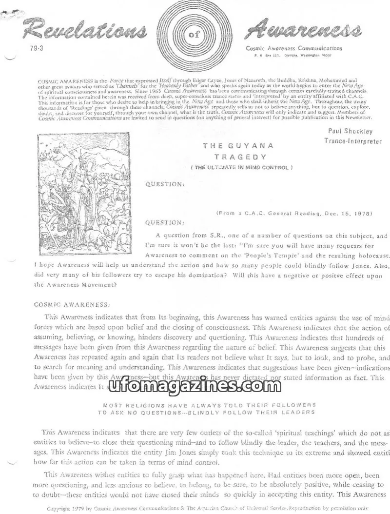 Cover of Cosmic Awareness issue 79-3: Revelations of Awareness