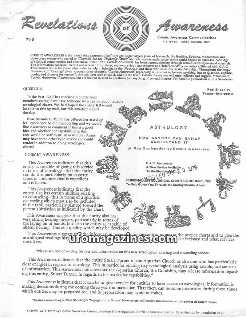 Cover of Cosmic Awareness issue 79-8: Revelations of Awareness