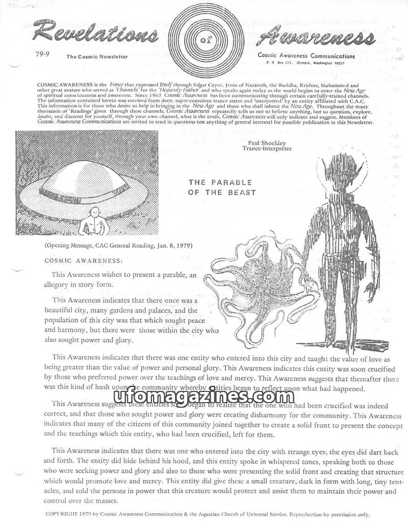 Cover of Cosmic Awareness issue 79-9: Revelations of Awareness