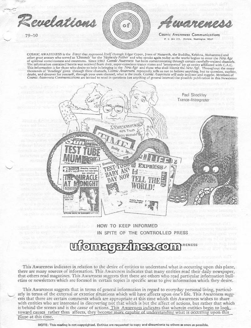 Cover of Cosmic Awareness issue 79-10: Revelations of Awareness