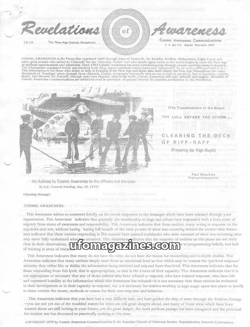 Cover of Cosmic Awareness issue 79-19: Revelations of Awareness