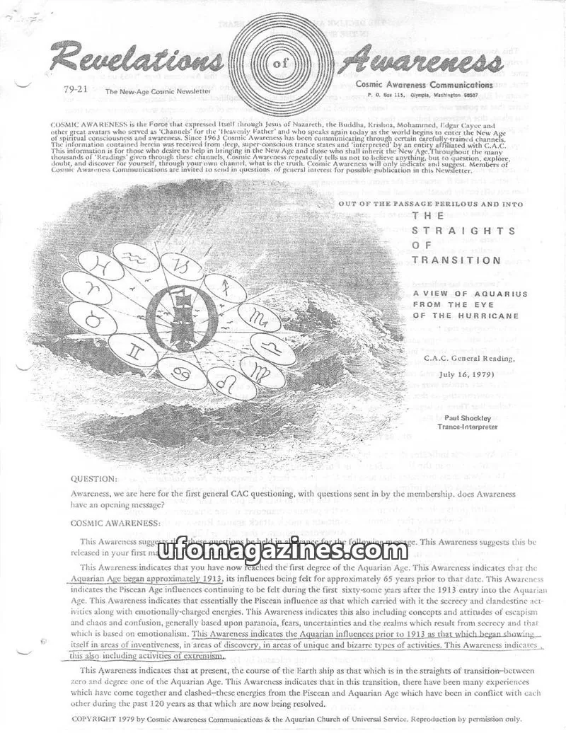 Cover of Cosmic Awareness issue 79-21: Revelations of Awareness
