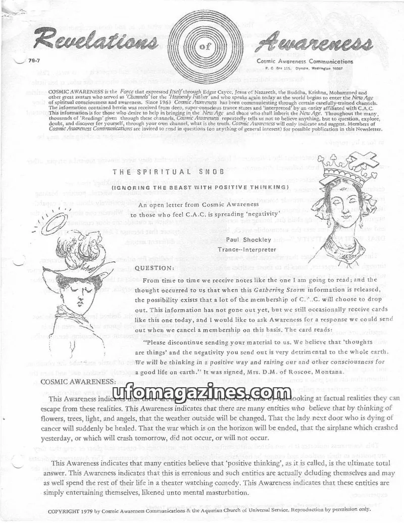 Cover of Cosmic Awareness issue 79-7: Revelations of Awareness