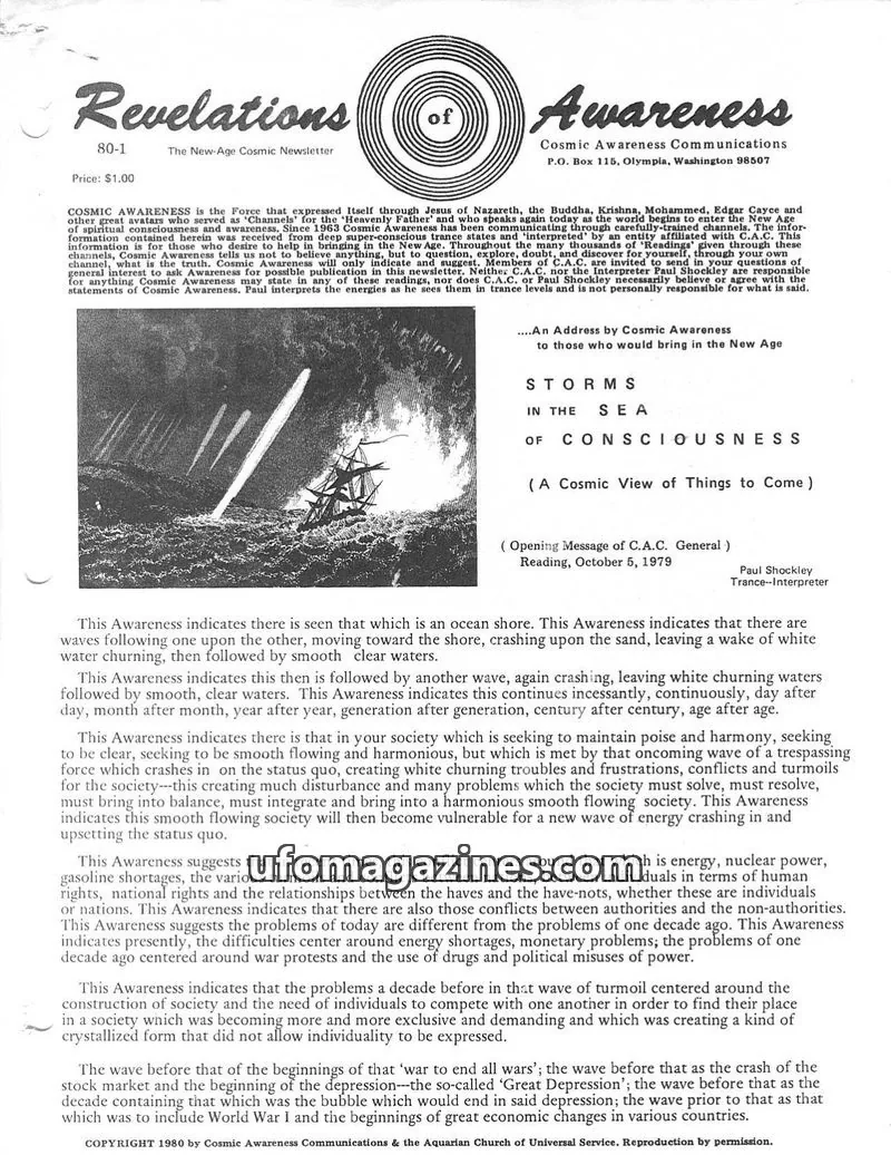 Cover of Cosmic Awareness issue 80-1: Revelations of Awareness