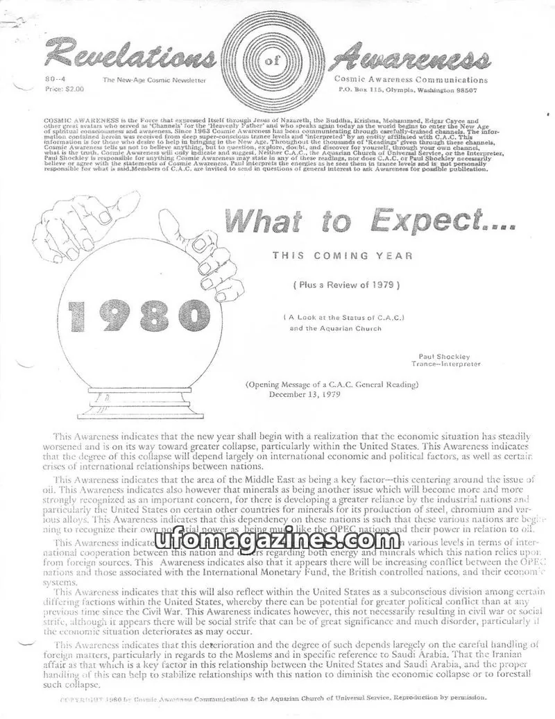 Cover of Cosmic Awareness issue 80-4: Revelations of Awareness