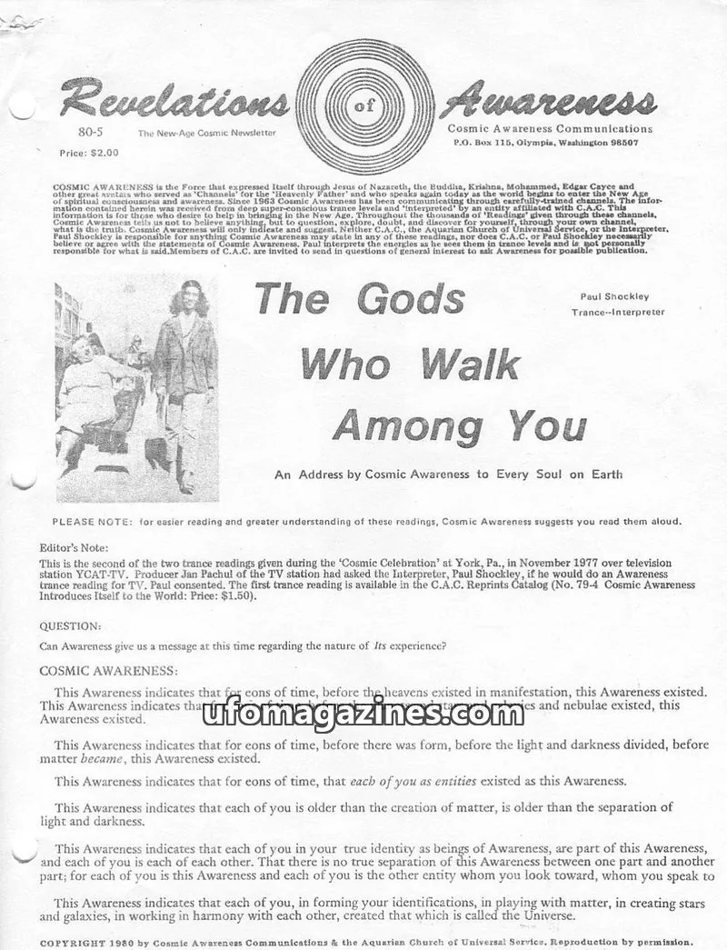 Cover of Cosmic Awareness issue 80-5: Revelations of Awareness
