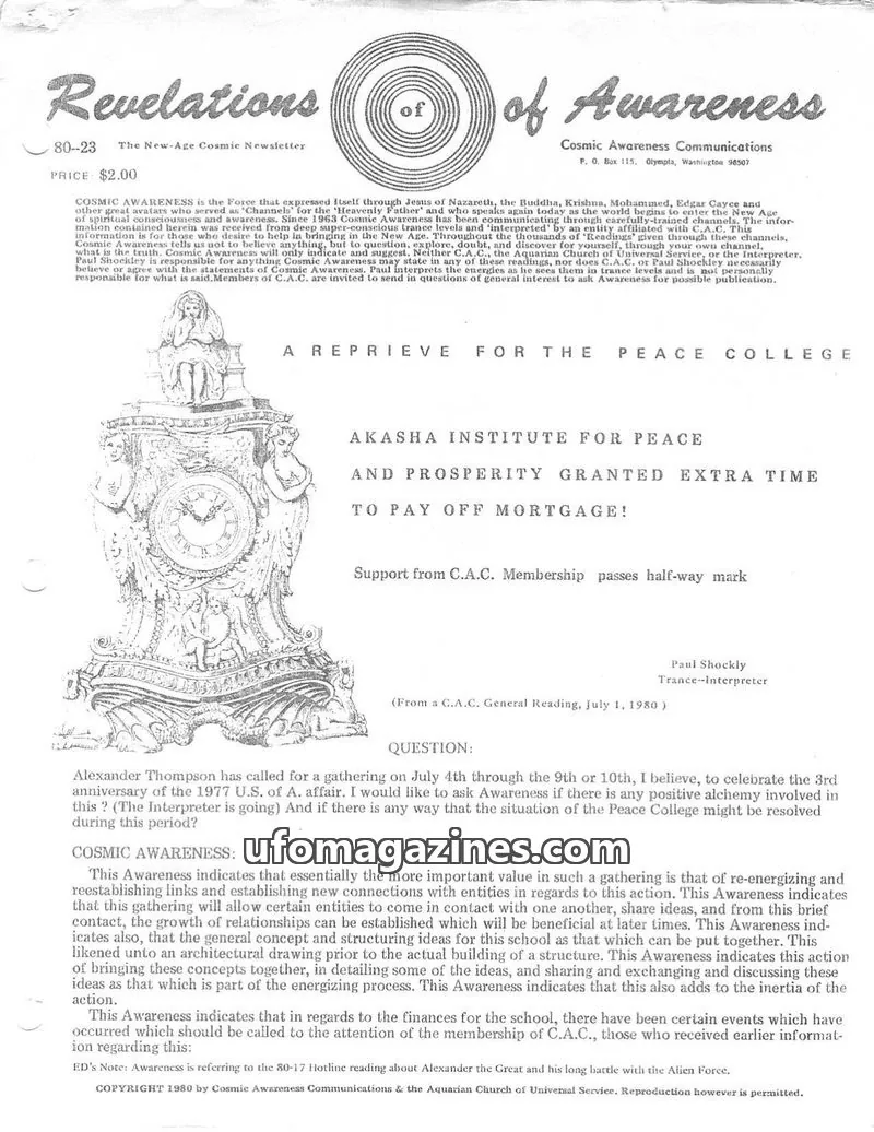 Cover of Cosmic Awareness issue 80-23: Revelations of Awareness