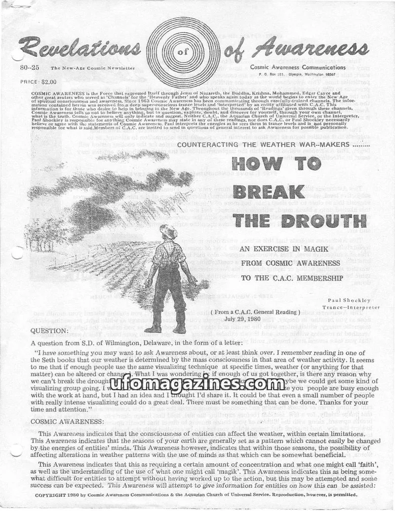 Cover of Cosmic Awareness issue The New-Age Cosmic Newsletter: Revelations of Awareness