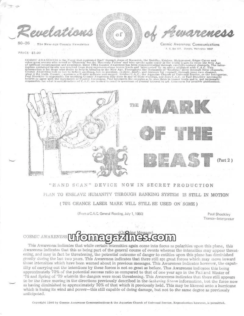 Cover of Cosmic Awareness issue 80-26: Revelations of Awareness