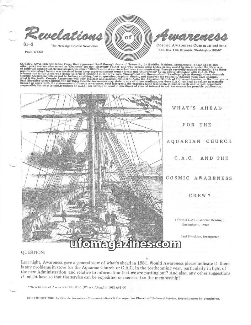 Cover of Cosmic Awareness issue 81-3: Revelations of Awareness