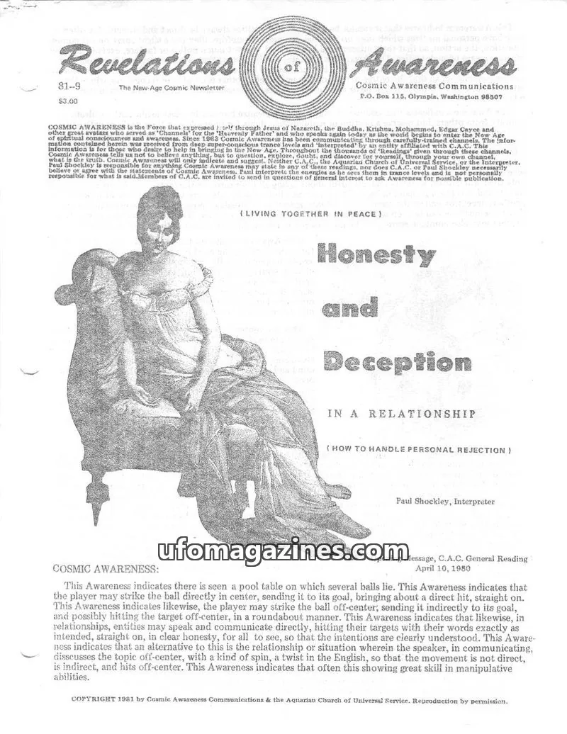 Cover of Cosmic Awareness issue 81-9: Revelations of Awareness