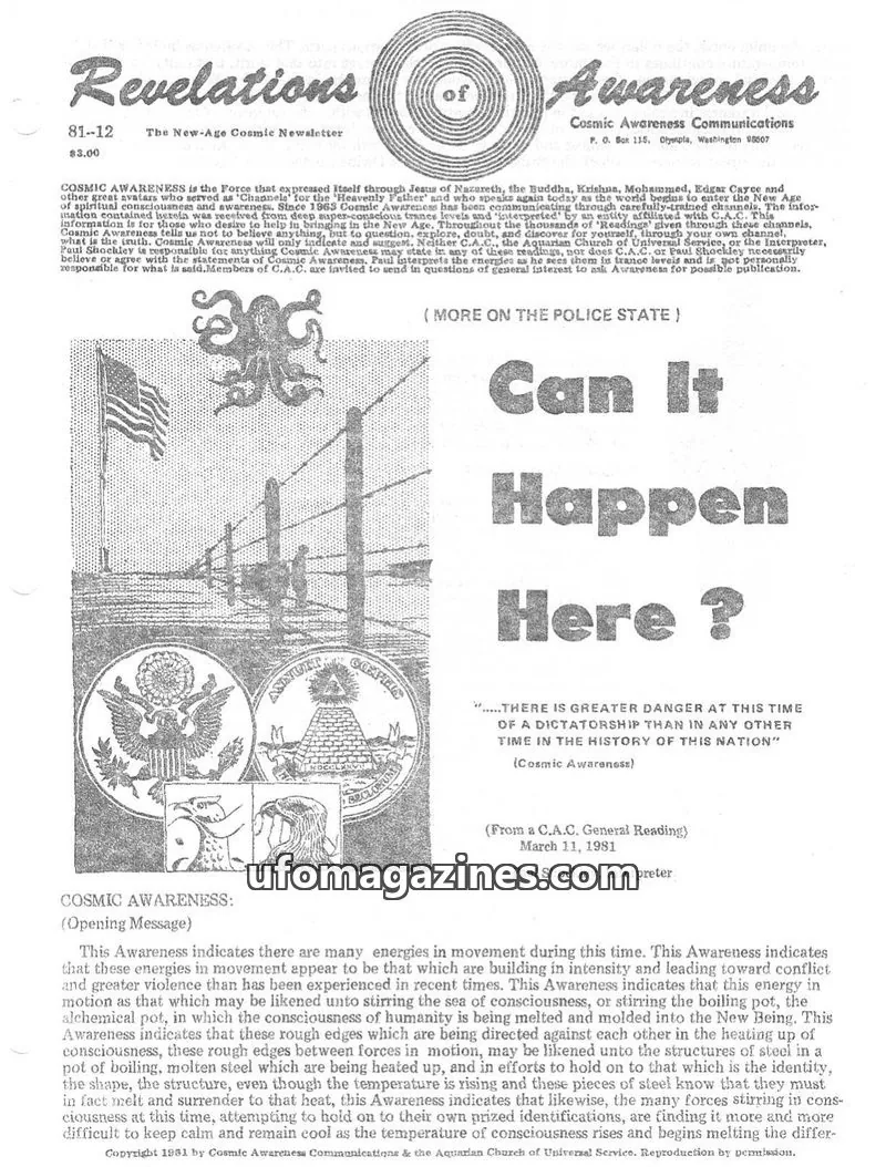 Cover of Cosmic Awareness issue 81-12: Revelations of Awareness