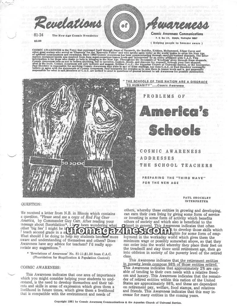 Cover of Cosmic Awareness issue 81-24: Revelations of Awareness