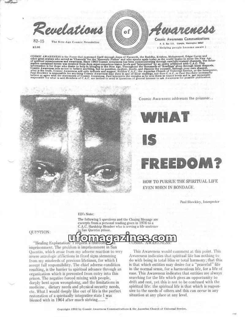Cover of Cosmic Awareness issue 82-15: Revelations of Awareness